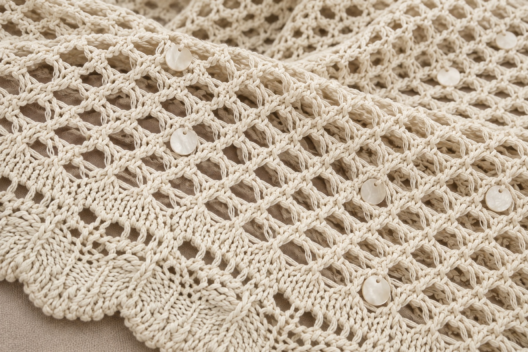 Mixed crochet, knit and sequin construction